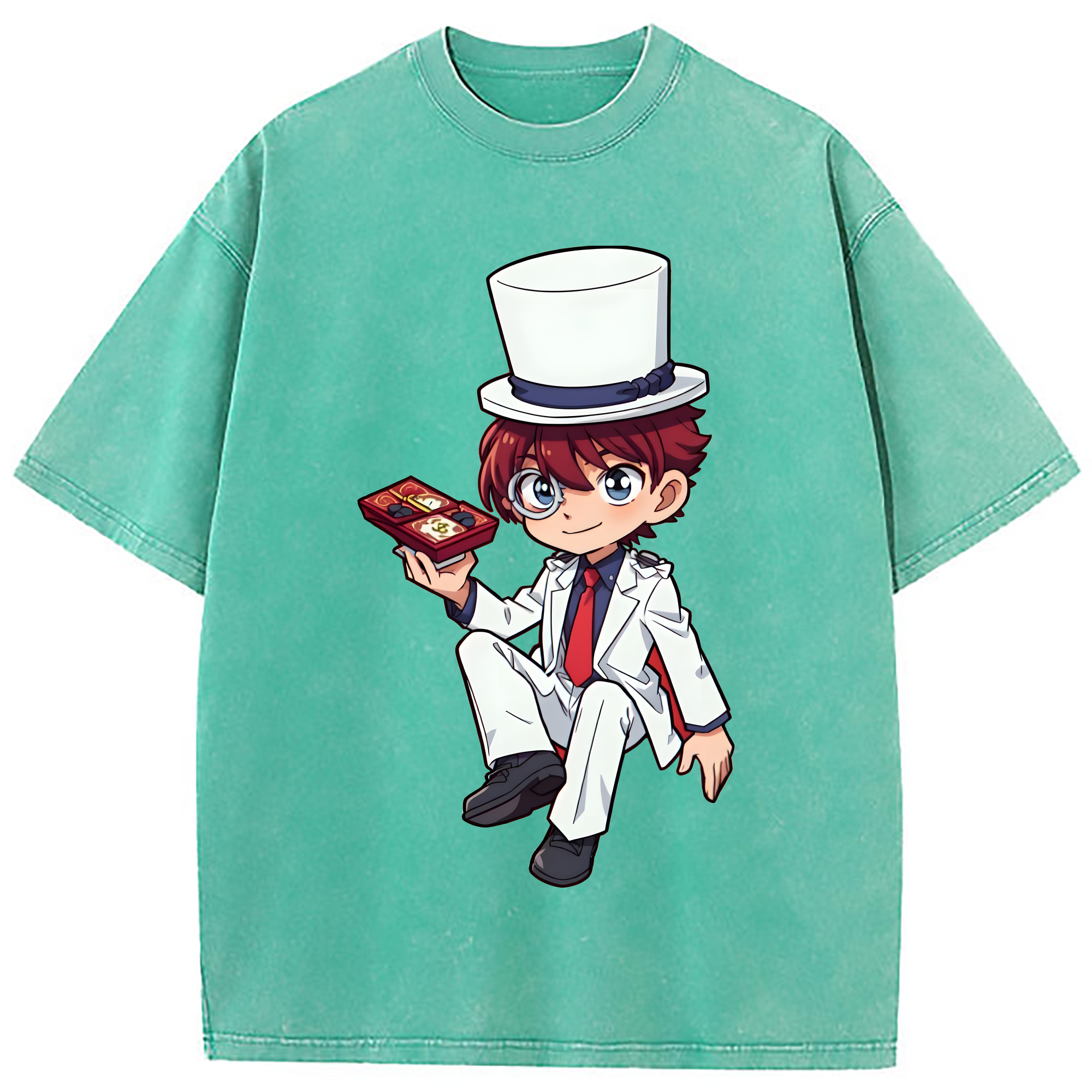 （画像用） 名探偵コナン くろば かいと Detective Conan Kuroba Kaito 綿100% ヴィンテージ風 半袖Tシャツ（フロントプリント）